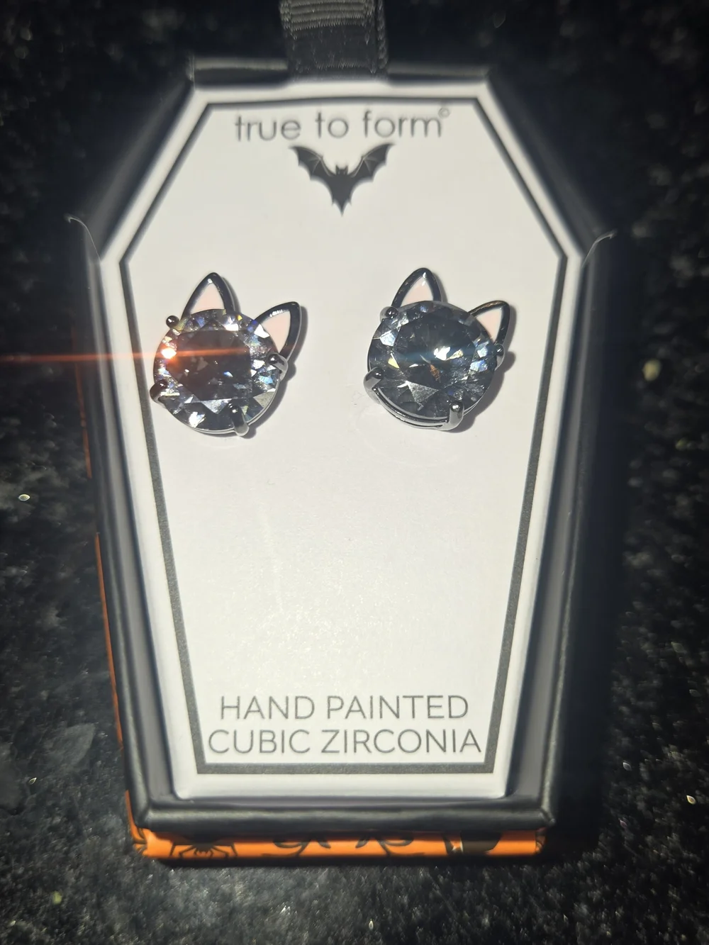 true to form Silver Cat Ear Cubic Zirconia Stud Earrings - Gray